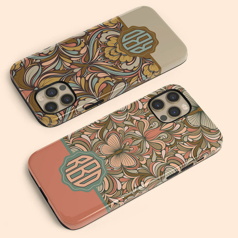 Boho Folk Art Floral Monogram iPhone Case